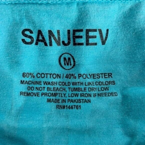 Gatlinburg Tennessee Long Sleeve Turquoise Shirt V-Neck Medium Sanjeev - Picture 4 of 4